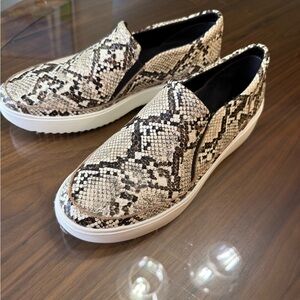 Vionic Beige and Black Snakeskin Slip-Ons